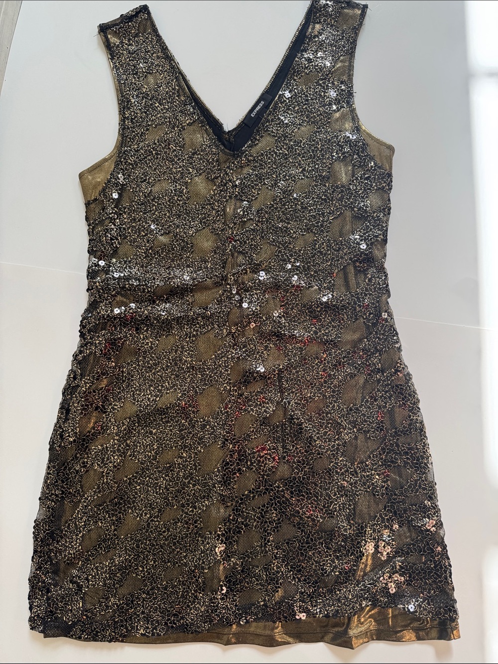 Express Gold Sequin Embellished Women's Dress